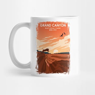 Grand Canyon Vintage Minimal Retro National Park Travel Poster Mug